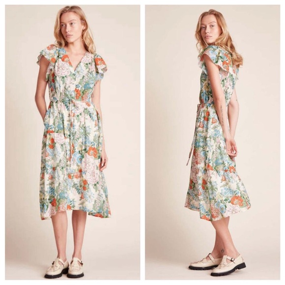 Trovata Birds of Paradis Kristi Midi Dress in Vintage Courtyard - Picture 2 of 10
